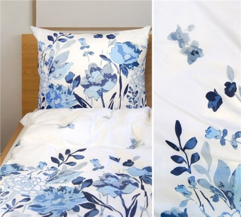 Pościel bawełniana 220x200 Flo błękitna biała liście kwiaty Bielbaw Premium Pościel bawełniana 220x200 Flo błękitna biała liście kwiaty Bielbaw Premium