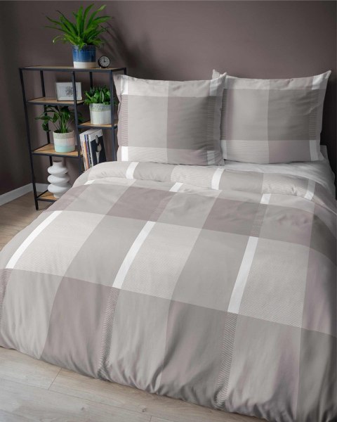 Pościel bawełniana 220x200 beżowa kratka 5257 B Bawełna 2024 Pościel bawełniana 220x200 beżowa kratka 5257 B Bawełna 2024