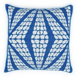 Poszewka bawełniana akrylowa 50x50 2155-1 Geometryczna lilia niebieska RAW