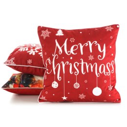Poszewka świąteczna 45x45 Chp 121 czerwona biała Merry Christmas welurowa PŚ 23 Eurofirany