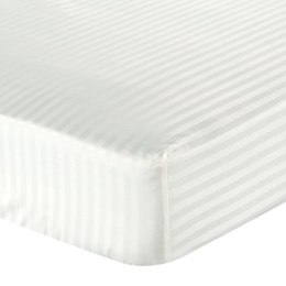 Prześcieradło adamaszkowe z gumką 100x200 Pasy kremowe paski na wysoki materac 30 cm Eurofirany