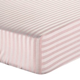 Prześcieradło adamaszkowe z gumką 140x200 Pasy różowe paski na wysoki materac 30 cm Eurofirany