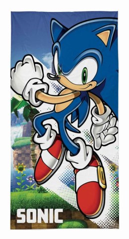 Ręcznik dziecięcy 70x140 Sonic niebieski biały zielony bawełniany SON 01 T