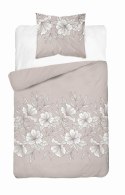 Pościel satynowa 140x200 beżowa jasna biała kwiaty liście 5086 A Home Satin 11
