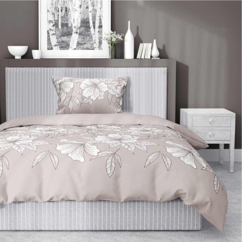 Pościel satynowa 140x200 beżowa jasna biała kwiaty liście 5086 A Home Satin 11 Pościel satynowa 140x200 beżowa jasna biała kwiaty liście 5086 A Home Satin 11