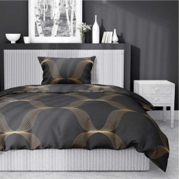Pościel satynowa 140x200 czarna złota ornament 5088 A Home Satin 11