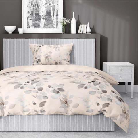 Pościel satynowa 140x200 kremowa beżowa jasna liście 5084 B Home Satin 11 Pościel satynowa 140x200 kremowa beżowa jasna liście 5084 B Home Satin 11