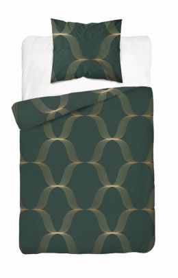 Pościel satynowa 140x200 zielona butelkowa złota ornament 5088 B Home Satin 11