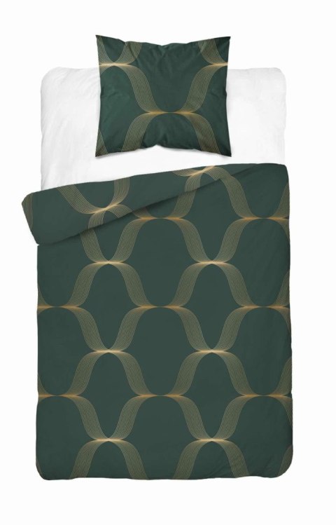 Pościel satynowa 140x200 zielona butelkowa złota ornament 5088 B Home Satin 11