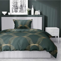 Pościel satynowa 140x200 zielona butelkowa złota ornament 5088 B Home Satin 11