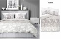 Pościel satynowa 160x200 beżowa jasna szara biała kwiaty liście 5090 B Home Satin 11