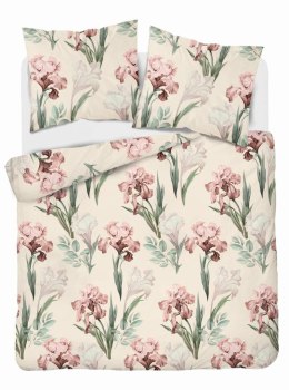 Pościel satynowa 160x200 kremowa różowa zielona kwiaty 5089 A Home Satin 11