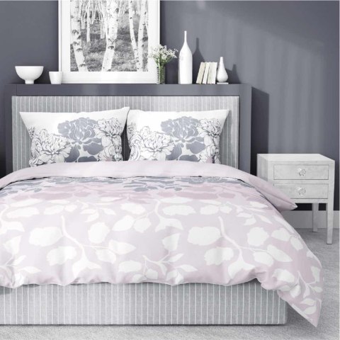 Pościel satynowa 160x200 różowa jasna szara biała kwiaty liście 5090 A Home Satin 11 Pościel satynowa 160x200 różowa jasna szara biała kwiaty liście 5090 A Home Satin 11