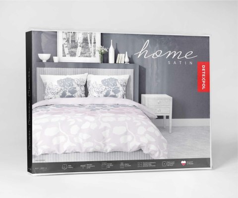 Pościel satynowa 160x200 różowa jasna szara biała kwiaty liście 5090 A Home Satin 11 Pościel satynowa 160x200 różowa jasna szara biała kwiaty liście 5090 A Home Satin 11