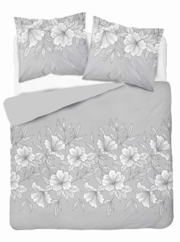 Pościel satynowa 160x200 szara biała kwiaty liście 5086 B Home Satin 11