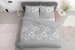Pościel satynowa 160x200 szara biała kwiaty liście 5086 B Home Satin 11