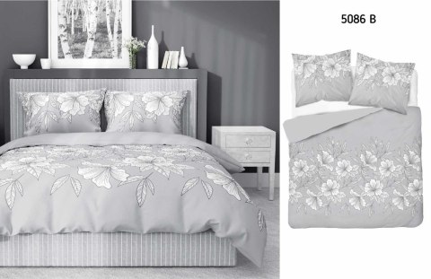 Pościel satynowa 160x200 szara biała kwiaty liście 5086 B Home Satin 11 Pościel satynowa 160x200 szara biała kwiaty liście 5086 B Home Satin 11