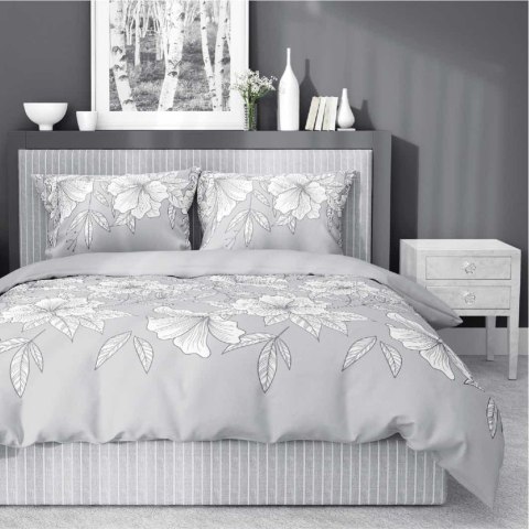 Pościel satynowa 160x200 szara biała kwiaty liście 5086 B Home Satin 11 Pościel satynowa 160x200 szara biała kwiaty liście 5086 B Home Satin 11