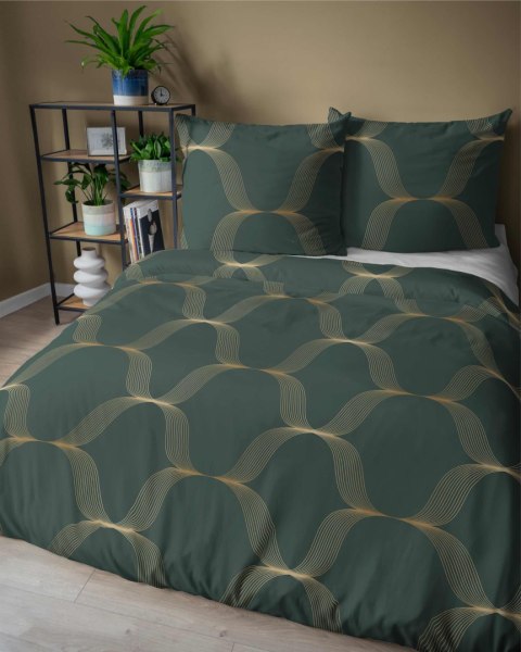 Pościel satynowa 160x200 zielona butelkowa złota ornament 5088 B Home Satin 11 Pościel satynowa 160x200 zielona butelkowa złota ornament 5088 B Home Satin 11