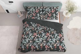 Pościel satynowa 220x200 grafitowa wielokolorowa liście gałązki 5084 A Home Satin 11