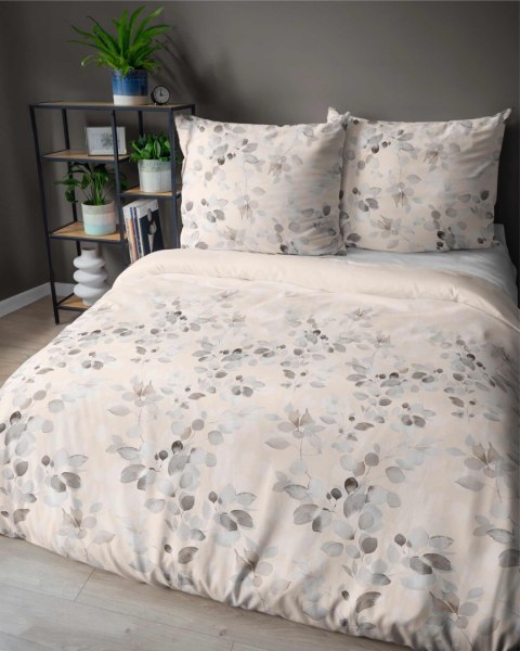 Pościel satynowa 220x200 kremowa beżowa jasna liście 5084 B Home Satin 11 Pościel satynowa 220x200 kremowa beżowa jasna liście 5084 B Home Satin 11