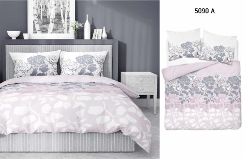 Pościel satynowa 220x200 różowa jasna szara biała kwiaty liście 5090 A Home Satin 11 Pościel satynowa 220x200 różowa jasna szara biała kwiaty liście 5090 A Home Satin 11