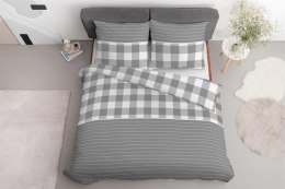 Pościel satynowa 220x200 szara biała kratka paski 5083 B Home Satin 11