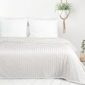 Koc narzuta 150x200 Soft biały z mikrofibry prążki D91 Koc narzuta 150x200 Soft biały z mikrofibry prążki D91