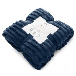 Koc narzuta 150x200 Soft granatowy z mikrofibry prążki D91