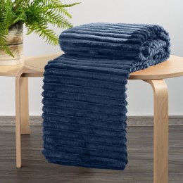 Koc narzuta 150x200 Soft granatowy z mikrofibry prążki D91