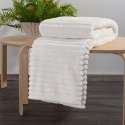 Koc narzuta 170x210 Soft biały z mikrofibry prążki D91 Koc narzuta 170x210 Soft biały z mikrofibry prążki D91