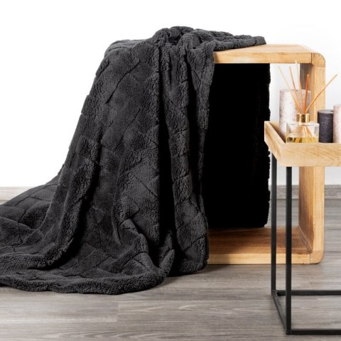 Koc narzuta 70x160 Caro stalowy z mikrofibry na fotel D91 Koc narzuta 70x160 Caro stalowy z mikrofibry na fotel D91