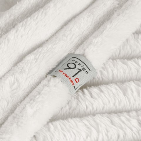 Koc narzuta 70x160 Soft biały z mikrofibry prążki na fotel D91 Koc narzuta 70x160 Soft biały z mikrofibry prążki na fotel D91