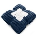 Koc narzuta 70x160 Soft granatowy z mikrofibry prążki na fotel D91 Koc narzuta 70x160 Soft granatowy z mikrofibry prążki na fotel D91