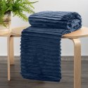 Koc narzuta 70x160 Soft granatowy z mikrofibry prążki na fotel D91 Koc narzuta 70x160 Soft granatowy z mikrofibry prążki na fotel D91