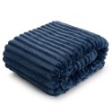 Koc narzuta 70x160 Soft granatowy z mikrofibry prążki na fotel D91 Koc narzuta 70x160 Soft granatowy z mikrofibry prążki na fotel D91