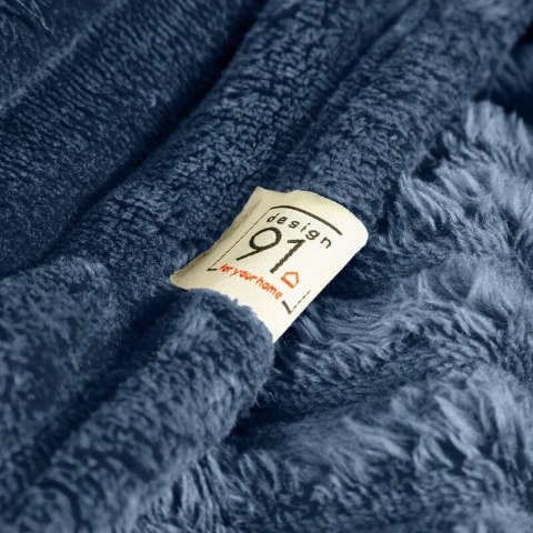 Koc narzuta 70x160 Soft granatowy z mikrofibry prążki na fotel D91 Koc narzuta 70x160 Soft granatowy z mikrofibry prążki na fotel D91