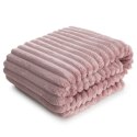 Koc narzuta 70x160 Soft pudrowy różowy z mikrofibry prążki na fotel D91 Koc narzuta 70x160 Soft pudrowy różowy z mikrofibry prążki na fotel D91