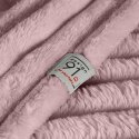 Koc narzuta 70x160 Soft pudrowy różowy z mikrofibry prążki na fotel D91 Koc narzuta 70x160 Soft pudrowy różowy z mikrofibry prążki na fotel D91