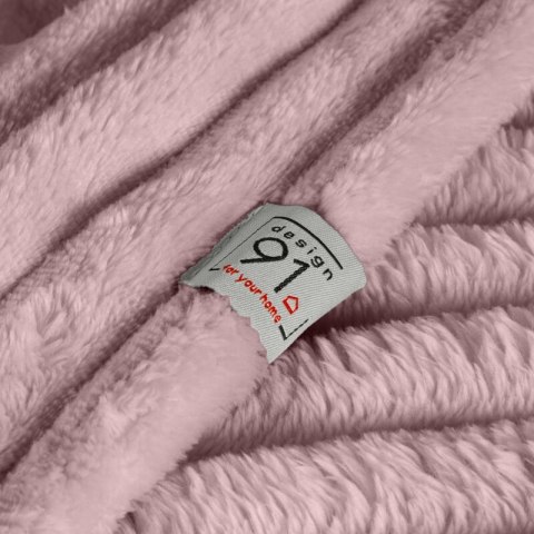 Koc narzuta 70x160 Soft pudrowy różowy z mikrofibry prążki na fotel D91 Koc narzuta 70x160 Soft pudrowy różowy z mikrofibry prążki na fotel D91