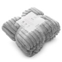 Koc narzuta 70x160 Soft srebrny z mikrofibry prążki na fotel D91 Koc narzuta 70x160 Soft srebrny z mikrofibry prążki na fotel D91