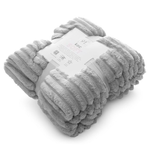 Koc narzuta 70x160 Soft srebrny z mikrofibry prążki na fotel D91 Koc narzuta 70x160 Soft srebrny z mikrofibry prążki na fotel D91
