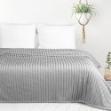 Koc narzuta 70x160 Soft srebrny z mikrofibry prążki na fotel D91 Koc narzuta 70x160 Soft srebrny z mikrofibry prążki na fotel D91