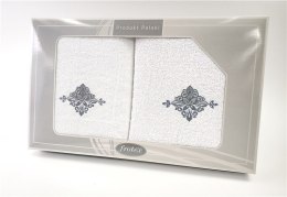 Komplet ręczników w pudełku 2 szt 50x90 70x140 Gift biały wzór 3 Frotex
