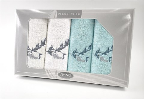 Komplet ręczników w pudełku 4 szt Gift biały aqua wzór 1 Frotex Komplet ręczników w pudełku 4 szt Gift biały aqua wzór 1 Frotex