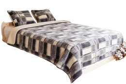 Komplet wełniany merynos - kołdra 200x200 - 2 poduszki 50x60 - prześcieradło wełniane 200x200 - Belar czarny kremowy Wyroby reha