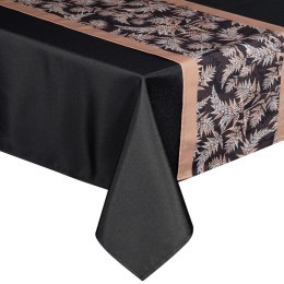Obrus + bieżnik 140x260+33x260 Anita 1 czarny zdobiony wzorem roślinnym Eurofirany