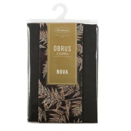 Obrus + bieżnik 140x260+33x260 Anita 1 czarny zdobiony wzorem roślinnym Eurofirany