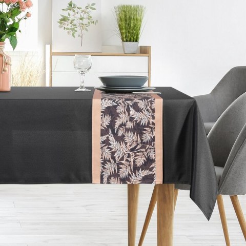 Obrus + bieżnik 140x260+33x260 Anita 1 czarny zdobiony wzorem roślinnym Eurofirany Obrus + bieżnik 140x260+33x260 Anita 1 czarny zdobiony wzorem roślinnym Eurofirany