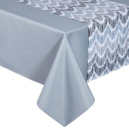 Obrus + bieżnik 140x260+33x260 Anita 2 popielaty zdobiony wzorem geometrycznym Eurofirany